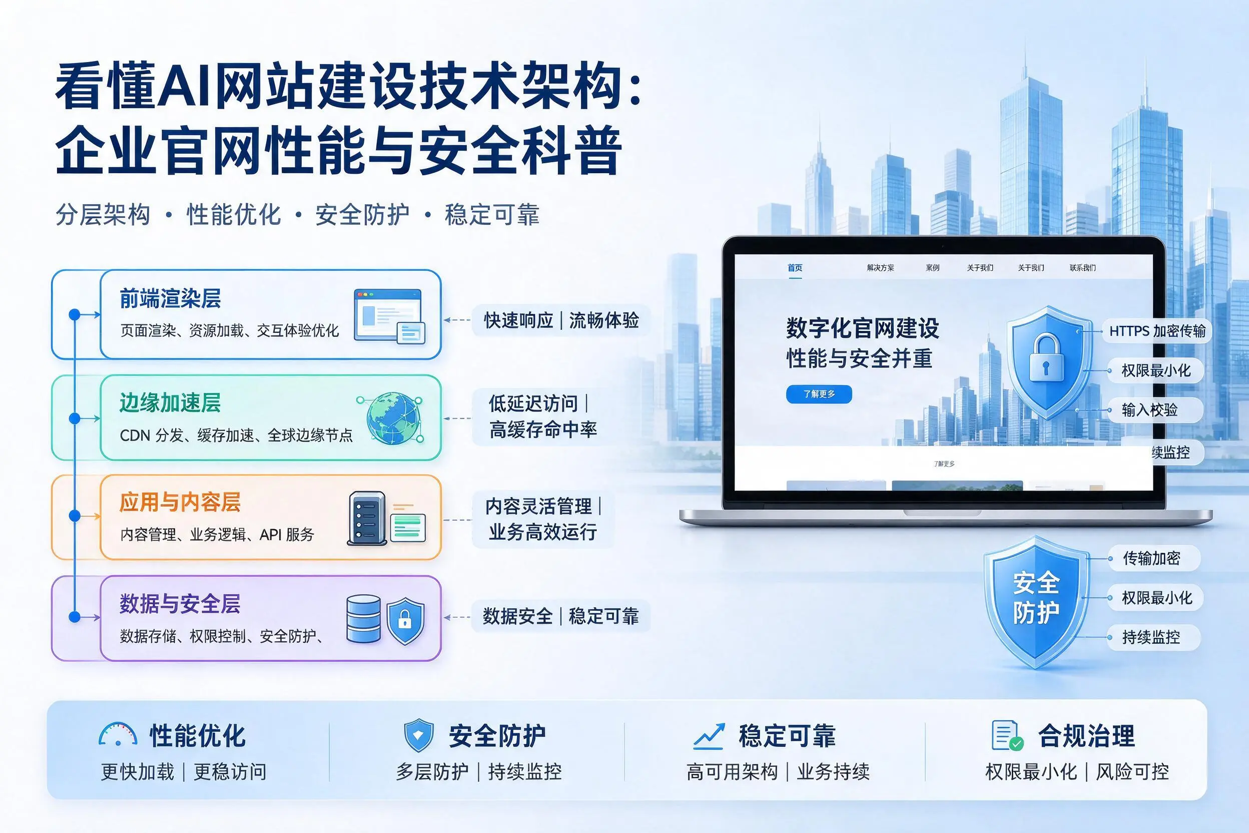 看懂AI网站建设技术架构：晋中企业官网性能与安全科普