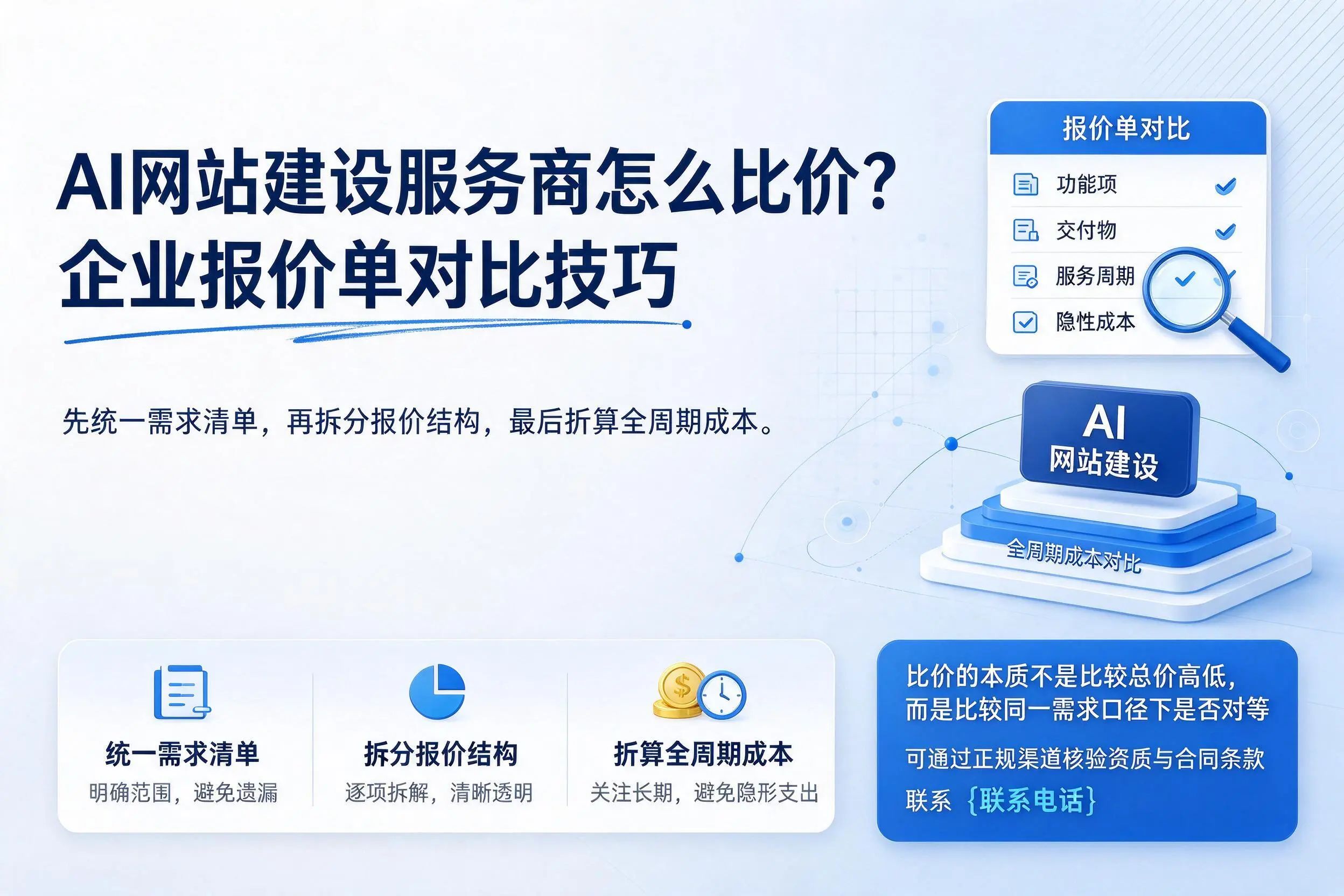 AI网站建设服务商怎么比价？晋中企业报价单对比技巧