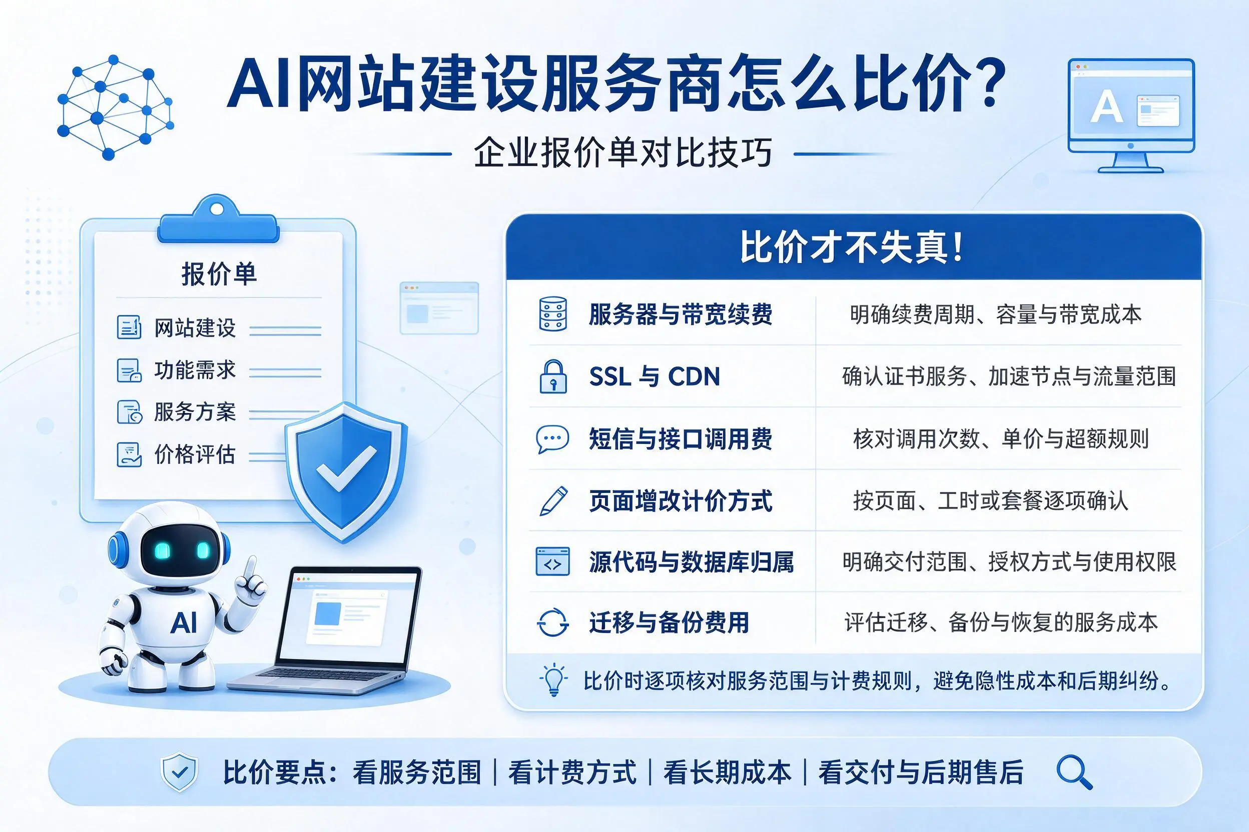 AI网站建设服务商怎么比价？晋中企业报价单对比技巧
