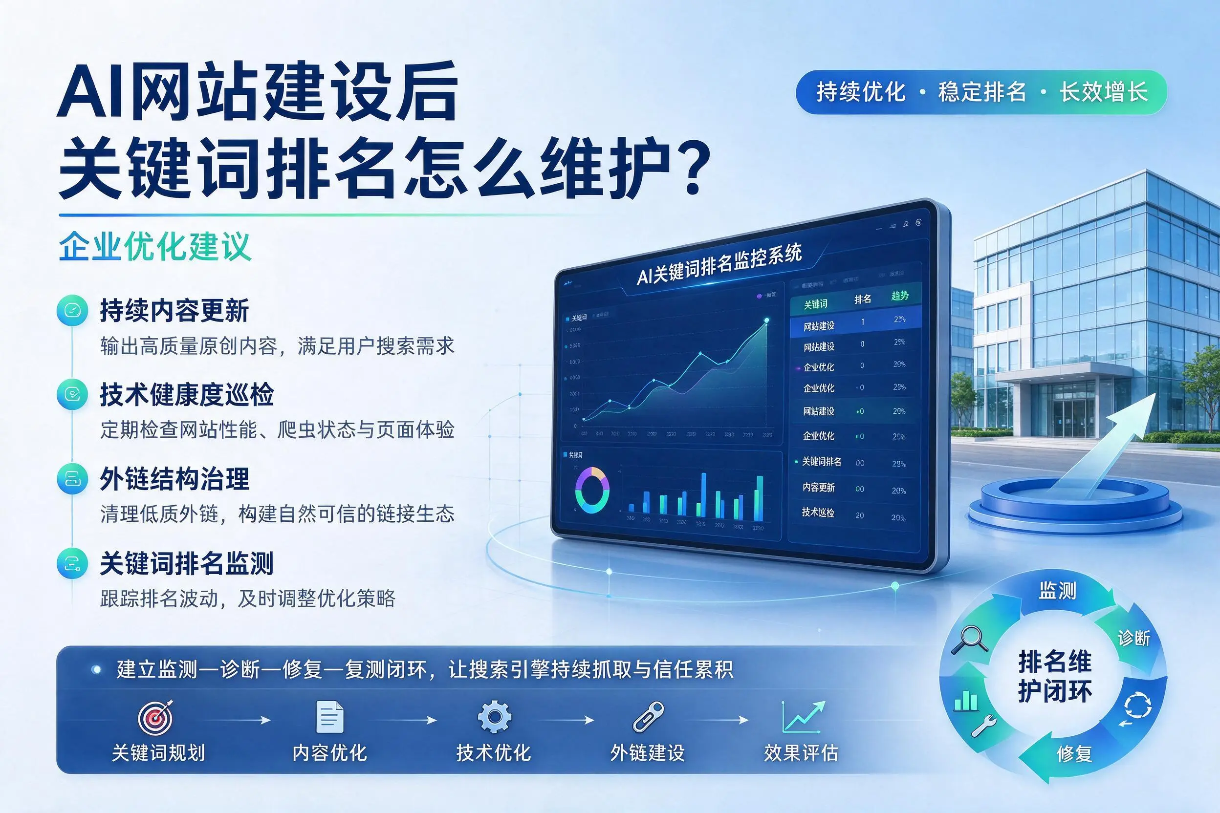 AI网站建设后关键词排名怎么维护?晋中企业优化建议
