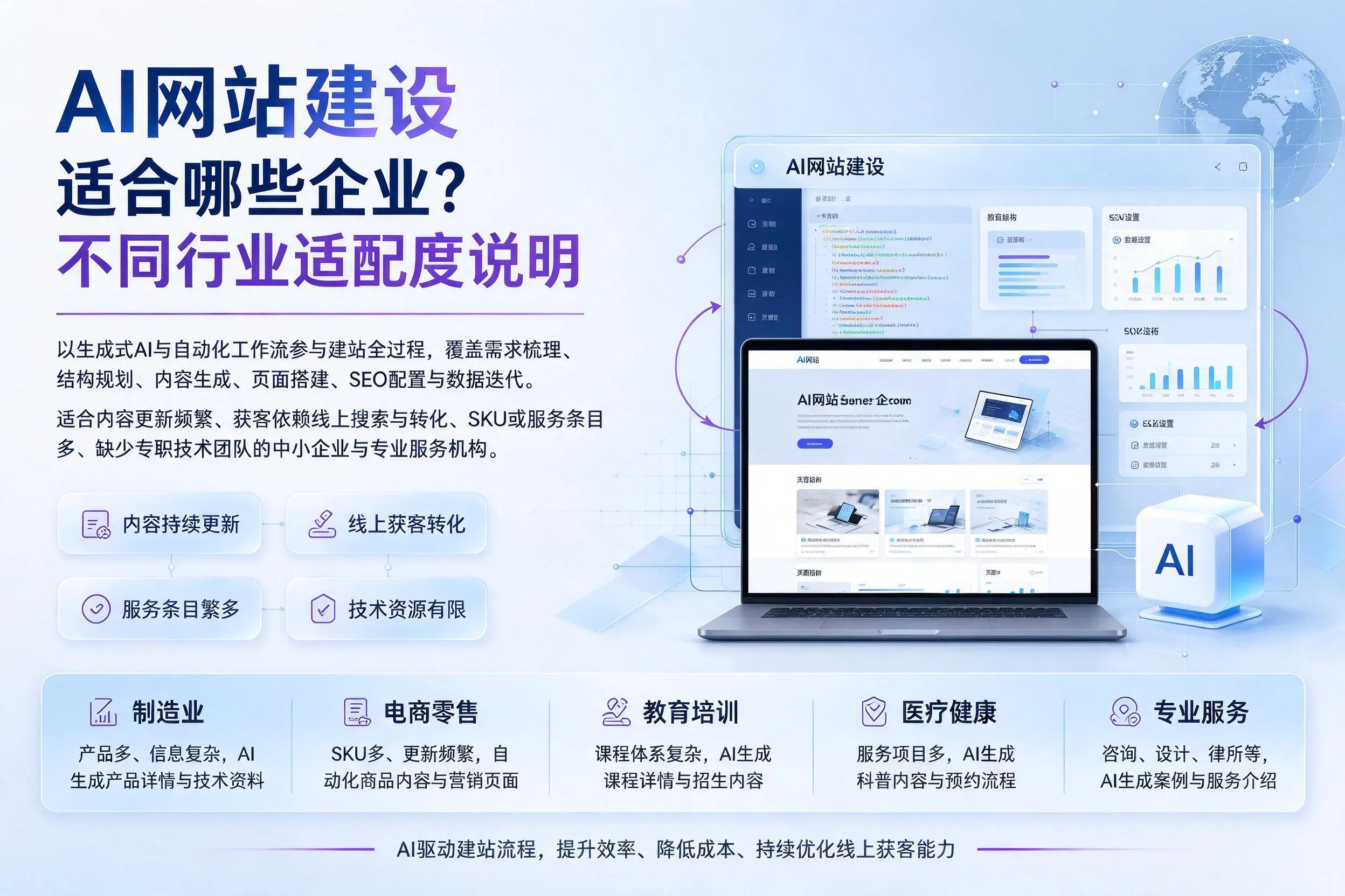 AI网站建设适合哪些企业?晋中不同行业适配度说明